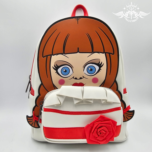 Loungefly Annabelle Cosplay Halloween Horror White Mini Backpack Bag New - Picture 1 of 7